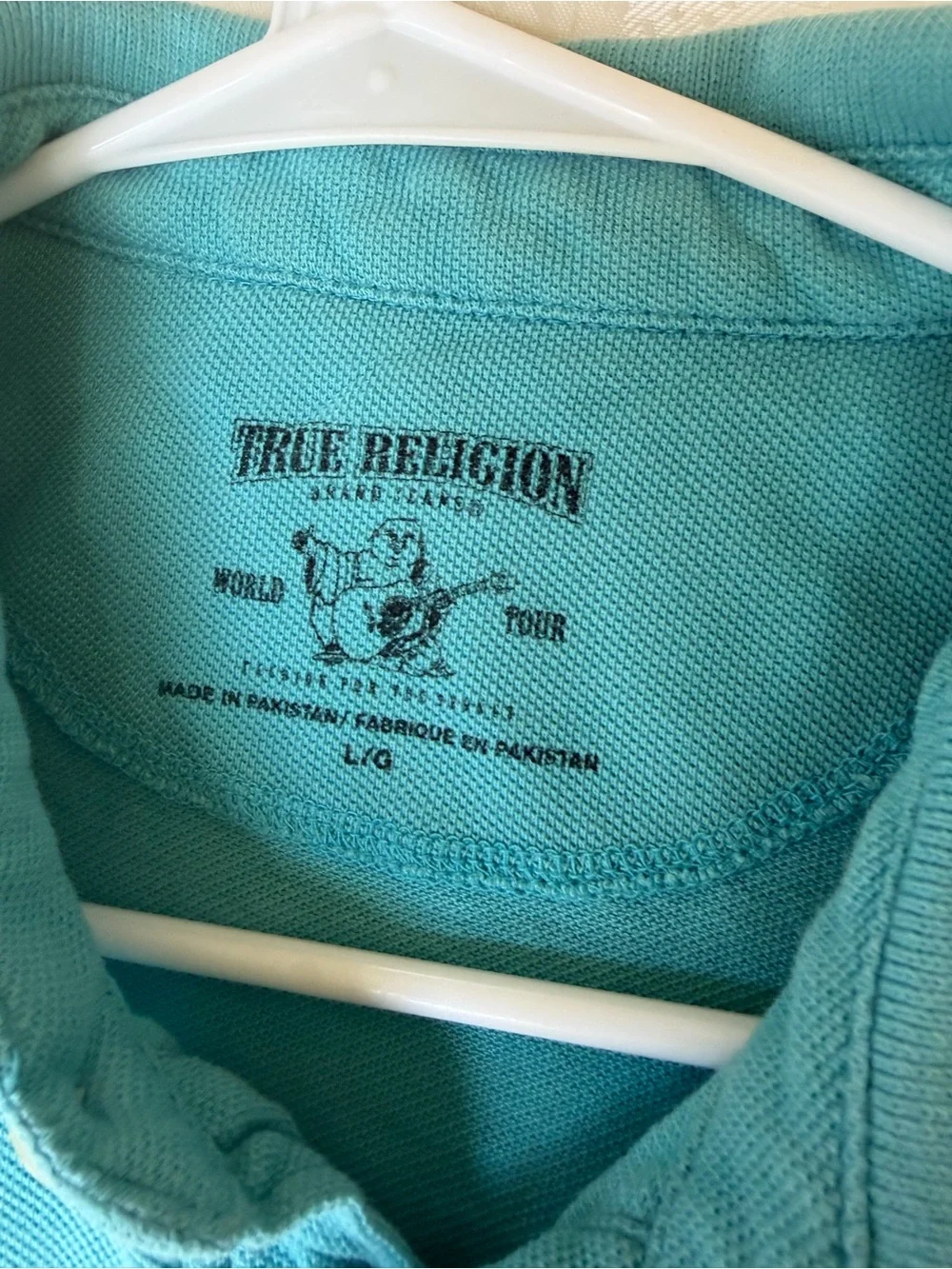 True Religion Men's Teal Short Sleeve Polo